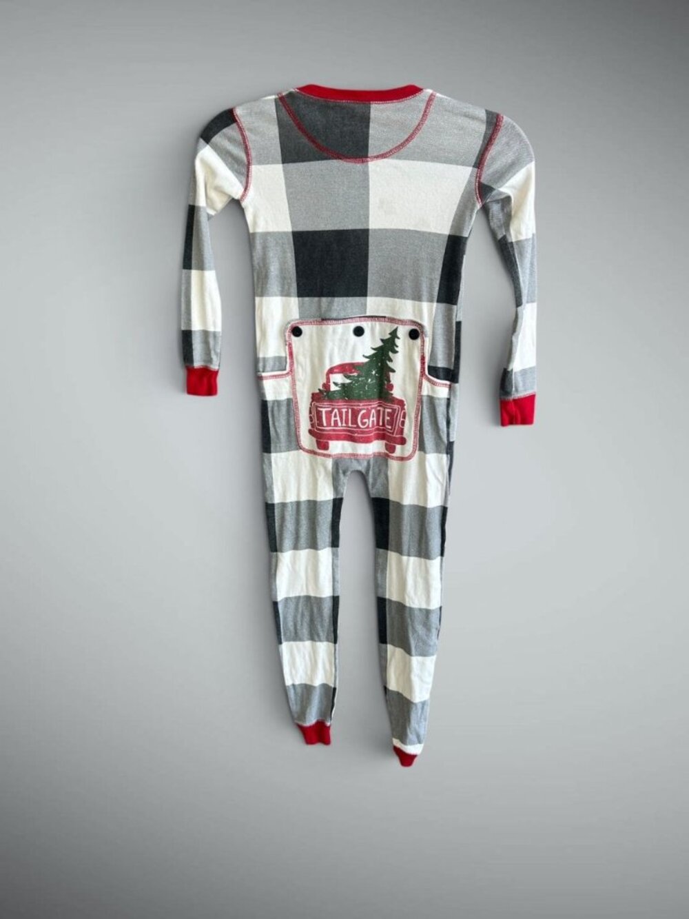 Lazy One Longjohn Checked Pajamas with Tailgate Flap Size 6